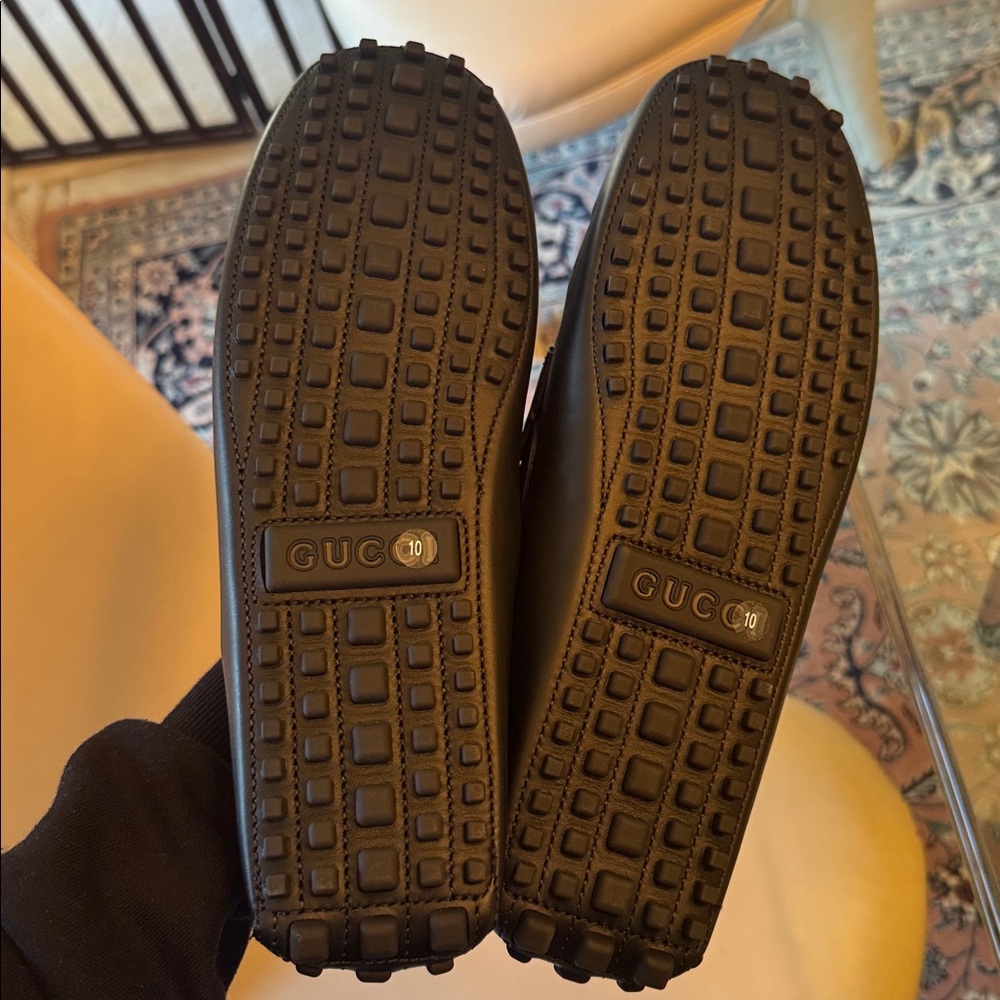 Men’s Gucci Clove Calf Soft Leather Moccasin T.GG Supreme Black/Black SZ 10 NWT - Picture 8 of 10